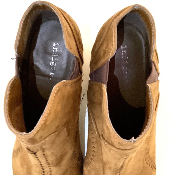 INDIGO RD CHESTNUT FAUX SUEDE WESTERN COWGIRL SLIP ON ANKLE BOOT SZ 8.5M - Picture 9 of 12